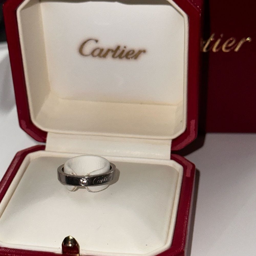 Cartier Ring  1P diamond Engraved  Diamond Platinum
